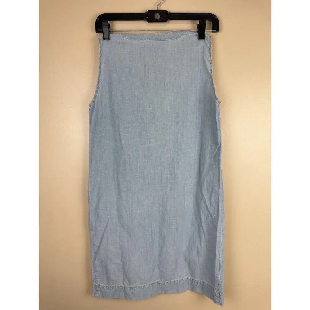 Madewell Women’s Chambray Lace-Up Shift Dress Blue XXS - Picture 4 of 9